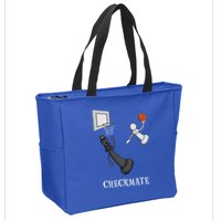 Funny Checkmate Chess Basketball Game Board King Pawn Piece Zip Tote Bag