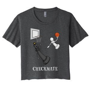 Funny Checkmate Chess Basketball Game Board King Pawn Piece Women's Crop Top Tee