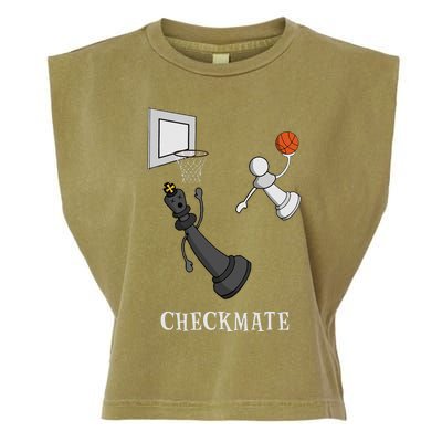 Funny Checkmate Chess Basketball Game Board King Pawn Piece Garment-Dyed Women's Muscle Tee