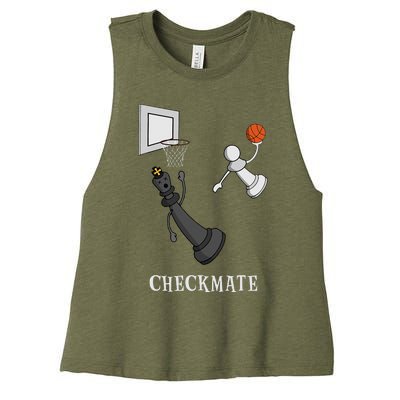 Funny Checkmate Chess Basketball Game Board King Pawn Piece Women's Racerback Cropped Tank