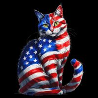 Funny Cute Cat Green Eyes Cat USA Flag 4th Of July City Backpack