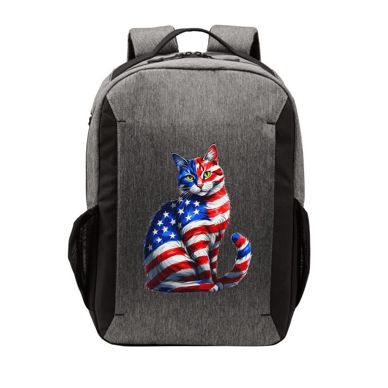 Funny Cute Cat Green Eyes Cat USA Flag 4th Of July Vector Backpack
