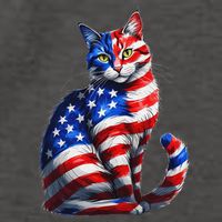 Funny Cute Cat Green Eyes Cat USA Flag 4th Of July Vector Backpack