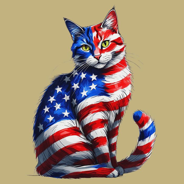 Funny Cute Cat Green Eyes Cat USA Flag 4th Of July Cooling Performance Crew T-Shirt