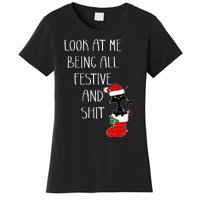 Funny Cat Christmas Look At Me Being All Festive Shit Xmas Women's T-Shirt