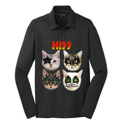 Funny Cat, Cat Lover, Cat Hiss, Cat Owner Silk Touch Performance Long Sleeve Polo