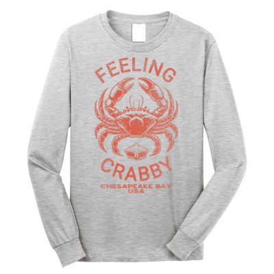 Feeling Crabby Chesapeake Vintage Beach Summer Bay Crab Boat Long Sleeve Shirt