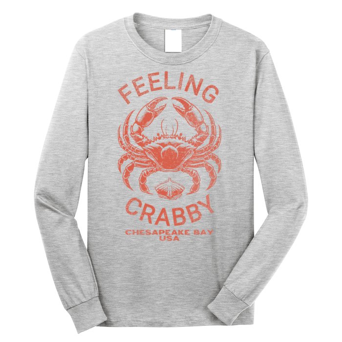 Feeling Crabby Chesapeake Vintage Beach Summer Bay Crab Boat Long Sleeve Shirt