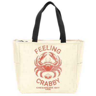 Feeling Crabby Chesapeake Vintage Beach Summer Bay Crab Boat Zip Tote Bag