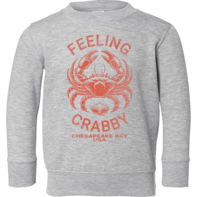 Feeling Crabby Chesapeake Vintage Beach Summer Bay Crab Boat Toddler Sweatshirt