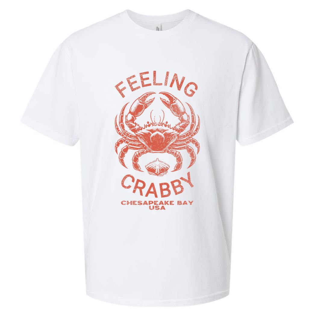 Feeling Crabby Chesapeake Vintage Beach Summer Bay Crab Boat Sueded Cloud Jersey T-Shirt