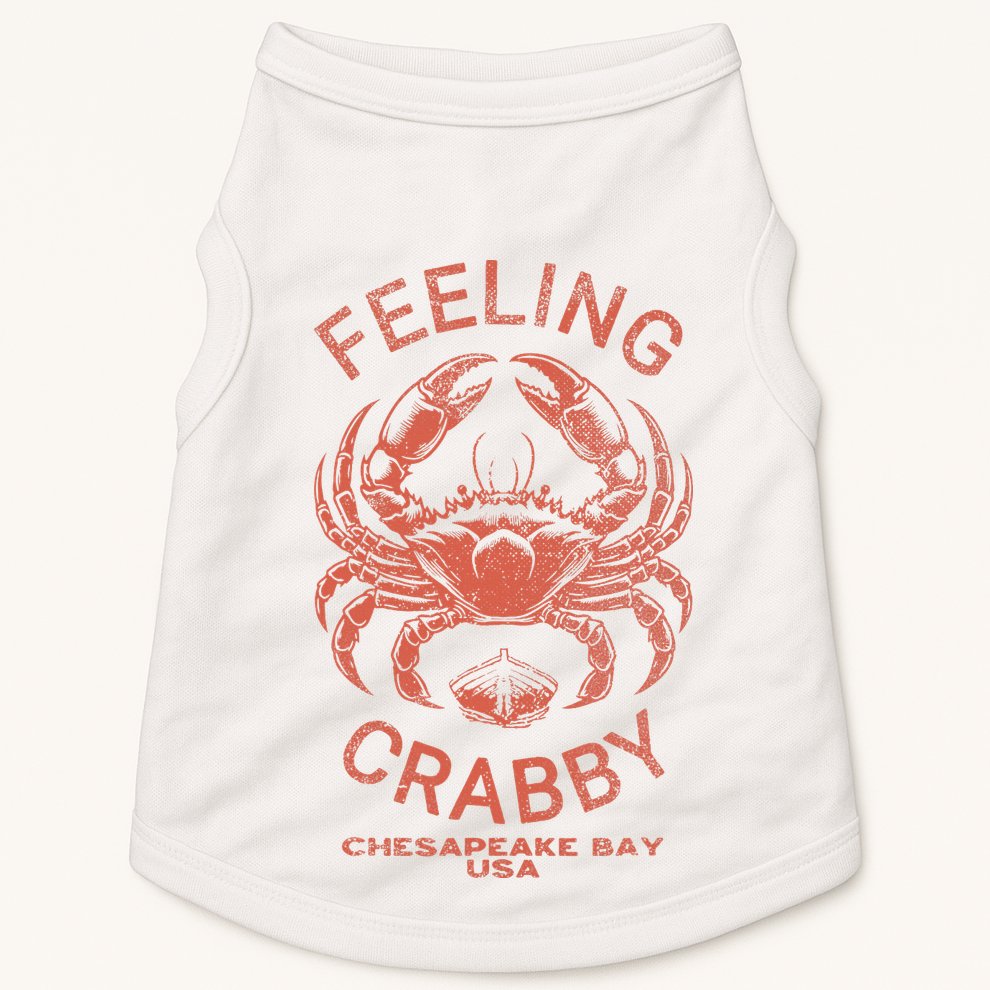Feeling Crabby Chesapeake Vintage Beach Summer Bay Crab Boat Doggie Tank