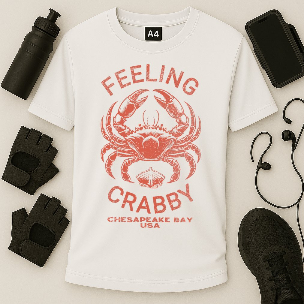 Feeling Crabby Chesapeake Vintage Beach Summer Bay Crab Boat Performance Shirt