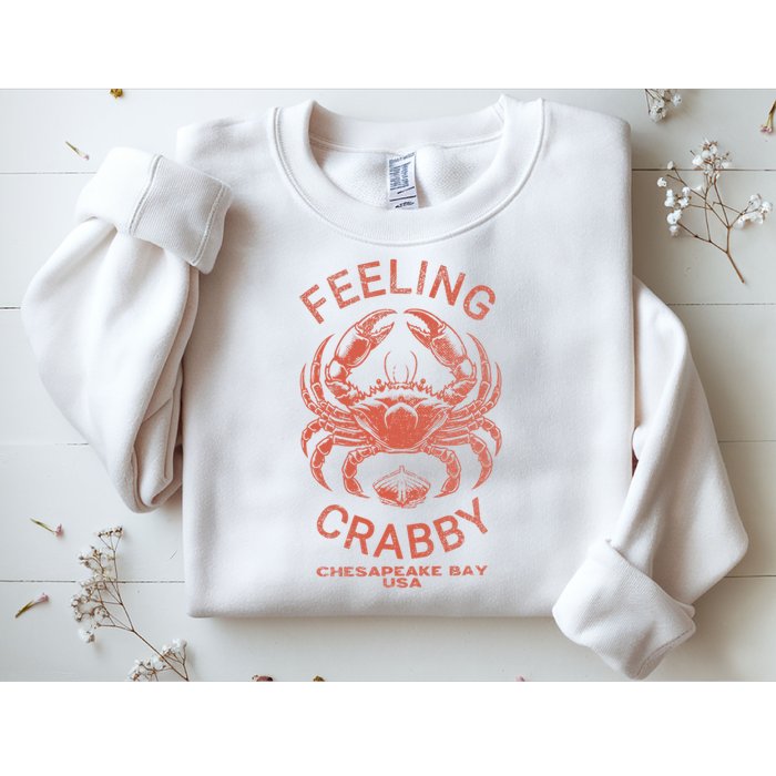 Feeling Crabby Chesapeake Vintage Beach Summer Bay Crab Boat Sweatshirt