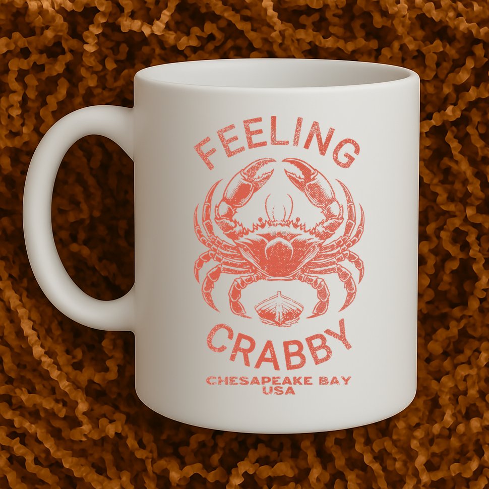 Feeling Crabby Chesapeake Vintage Beach Summer Bay Crab Boat Mug
