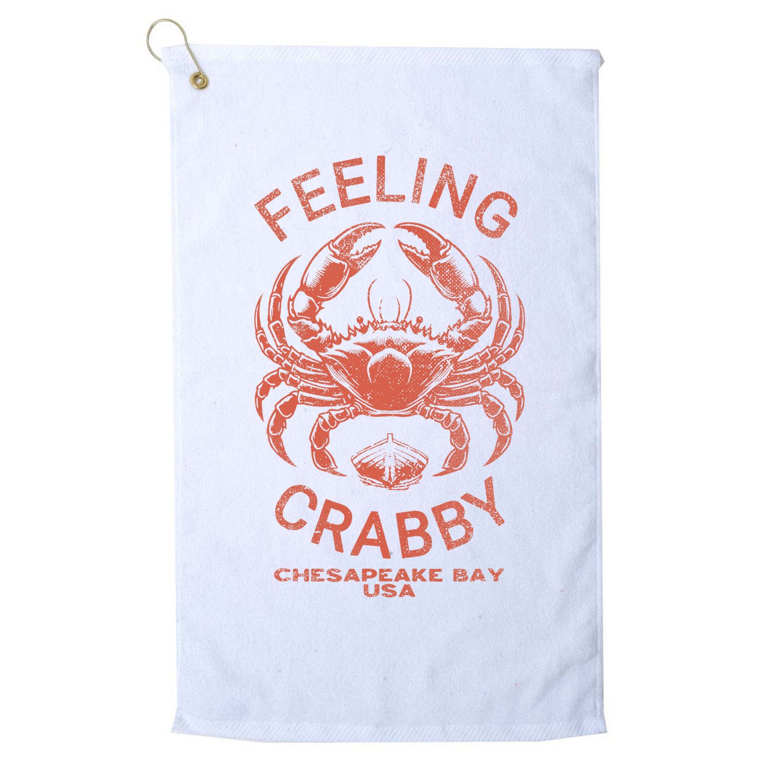 Feeling Crabby Chesapeake Vintage Beach Summer Bay Crab Boat Golf Towel