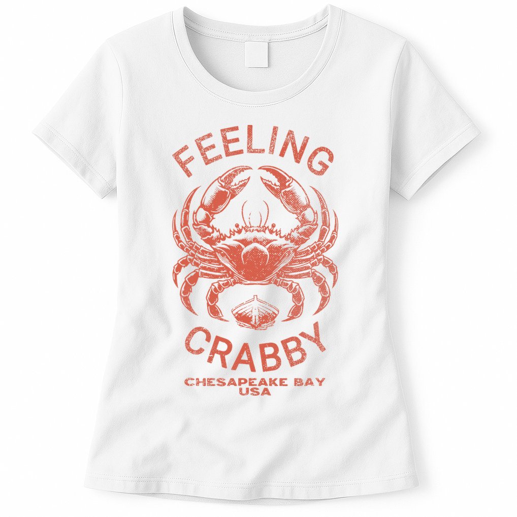 Feeling Crabby Chesapeake Vintage Beach Summer Bay Crab Boat Womens T-Shirt