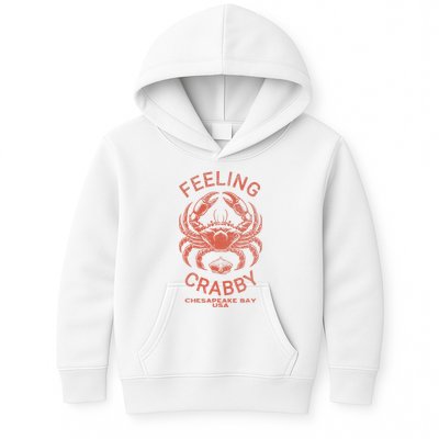 Feeling Crabby Chesapeake Vintage Beach Summer Bay Crab Boat Kids Hoodie