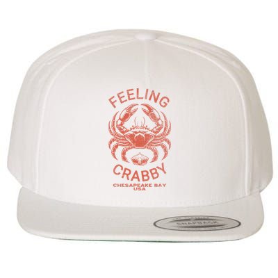 Feeling Crabby Chesapeake Vintage Beach Summer Bay Crab Boat Wool Snapback Cap
