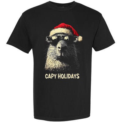 Funny Christmas Capy Holidays Xmas Capybara Gift Garment-Dyed Heavyweight T-Shirt
