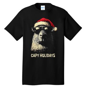 Funny Christmas Capy Holidays Xmas Capybara Gift Tall T-Shirt