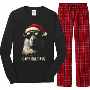 Funny Christmas Capy Holidays Xmas Capybara Gift Long Sleeve Pajama Set