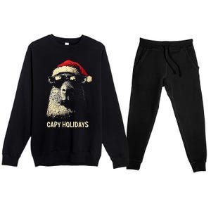 Funny Christmas Capy Holidays Xmas Capybara Gift Premium Crewneck Sweatsuit Set