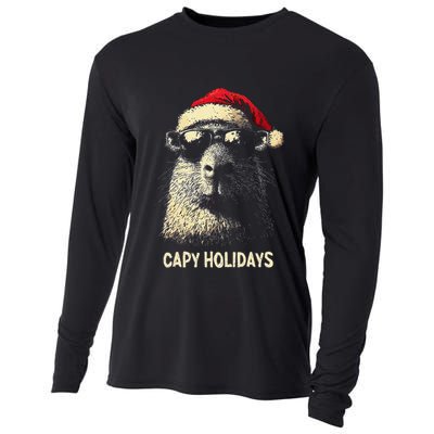 Funny Christmas Capy Holidays Xmas Capybara Gift Cooling Performance Long Sleeve Crew