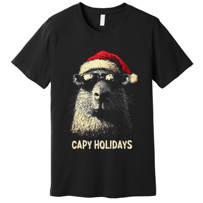 Funny Christmas Capy Holidays Xmas Capybara Gift Premium T-Shirt