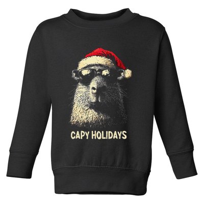 Funny Christmas Capy Holidays Xmas Capybara Gift Toddler Sweatshirt