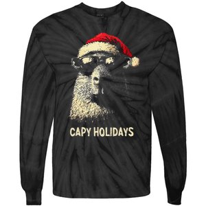 Funny Christmas Capy Holidays Xmas Capybara Gift Tie-Dye Long Sleeve Shirt