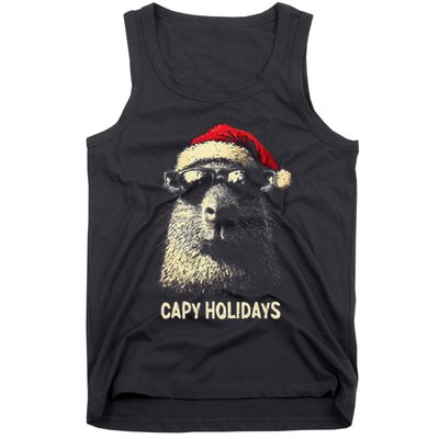 Funny Christmas Capy Holidays Xmas Capybara Gift Tank Top