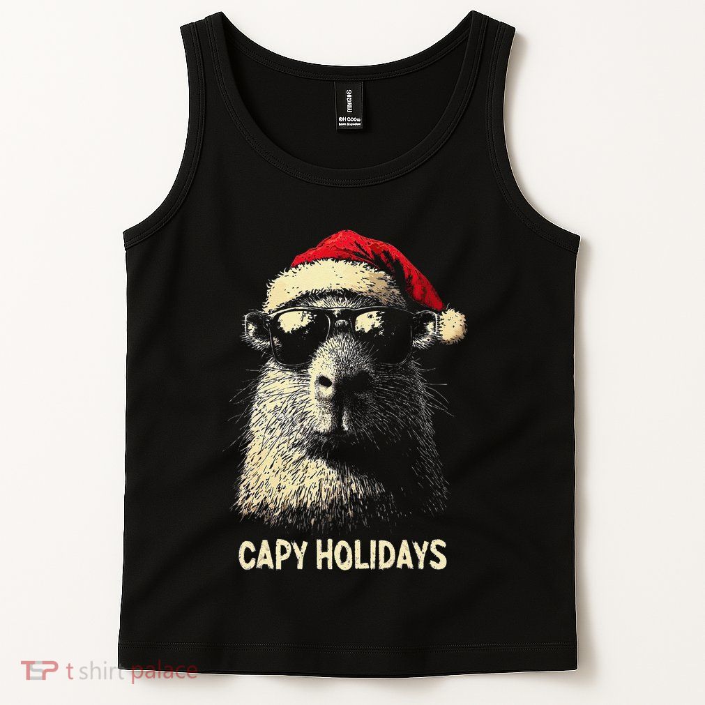Funny Christmas Capy Holidays Xmas Capybara Gift Tank Top