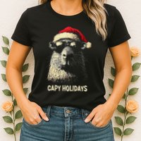 Funny Christmas Capy Holidays Xmas Capybara Gift Womens T-Shirt