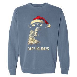 Funny Christmas Capy Holidays Xmas Capybara Gift Garment-Dyed Sweatshirt