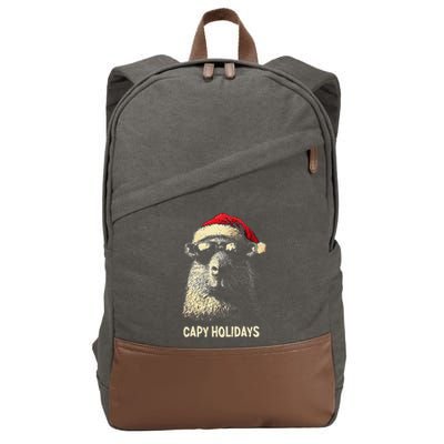 Funny Christmas Capy Holidays Xmas Capybara Gift Cotton Canvas Backpack