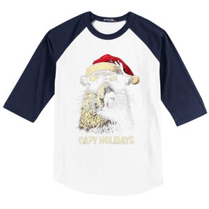 Funny Christmas Capy Holidays Xmas Capybara Gift Baseball Sleeve Shirt