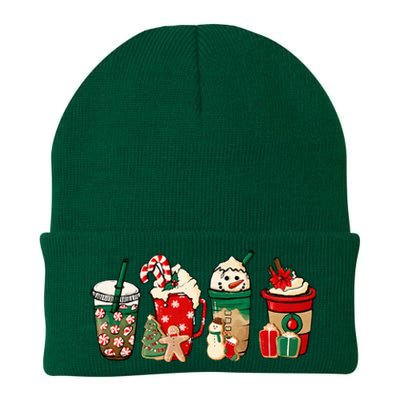 Funny Christmas Coffee Lover Cute Snowman Latte Xmas Holiday Knit Cap Winter Beanie