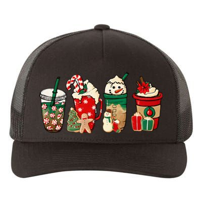 Funny Christmas Coffee Lover Cute Snowman Latte Xmas Holiday Yupoong Adult 5-Panel Trucker Hat