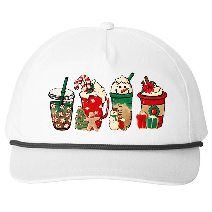 Funny Christmas Coffee Lover Cute Snowman Latte Xmas Holiday Snapback Five-Panel Rope Hat