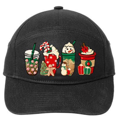 Funny Christmas Coffee Lover Cute Snowman Latte Xmas Holiday 7-Panel Snapback Hat