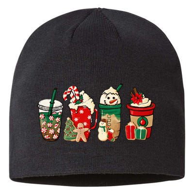 Funny Christmas Coffee Lover Cute Snowman Latte Xmas Holiday Sustainable Beanie