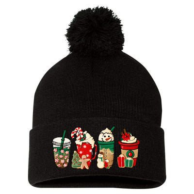 Funny Christmas Coffee Lover Cute Snowman Latte Xmas Holiday Pom Pom 12in Knit Beanie