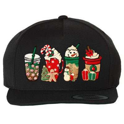 Funny Christmas Coffee Lover Cute Snowman Latte Xmas Holiday Wool Snapback Cap