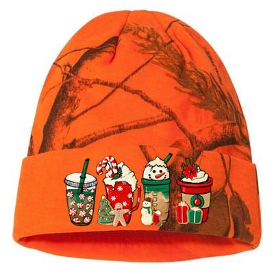 Funny Christmas Coffee Lover Cute Snowman Latte Xmas Holiday Kati Licensed 12" Camo Beanie