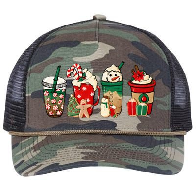 Funny Christmas Coffee Lover Cute Snowman Latte Xmas Holiday Retro Rope Trucker Hat Cap