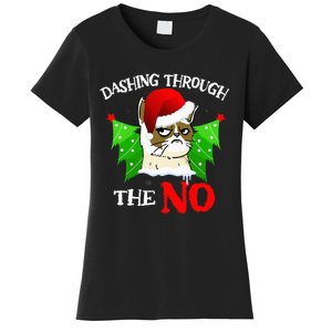 Funny Cat Christmas Sweater Dashing Through Grumpy Felines Women's T-Shirt