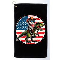 Funny Cowboy Cat Riding Dinosaur Usa Flag Trex 4th Of July Golf Towel