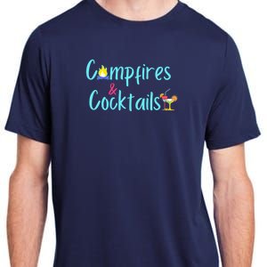 Funny Camping Campfires And Cocktails Gift For Camper Adult ChromaSoft Performance T-Shirt