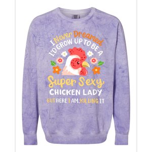 Funny Crazy Chicken Farmer Lady Women Funny Animal Chicken Lover Farmer Gifts Colorblast Crewneck Sweatshirt